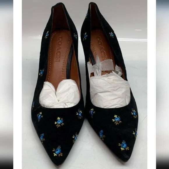 Coach Black Floral Women's Heels - Picture 1 of 3